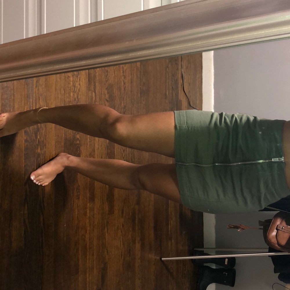 Army green zip up skirt